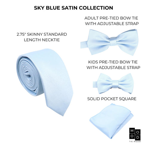 Sky Blue Satin Kid's Pre-Tied Bow Tie