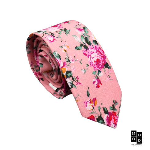 Ari Pink Floral Skinny Tie
