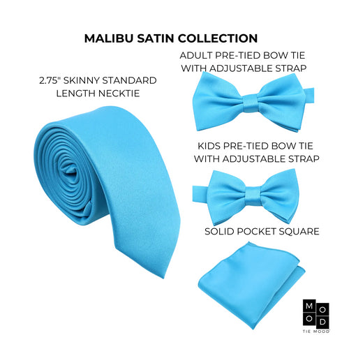 Malibu Blue Satin Pocket Square