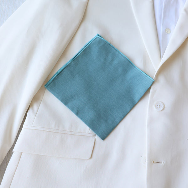 Seaglass Green Cotton Solid Pocket Square