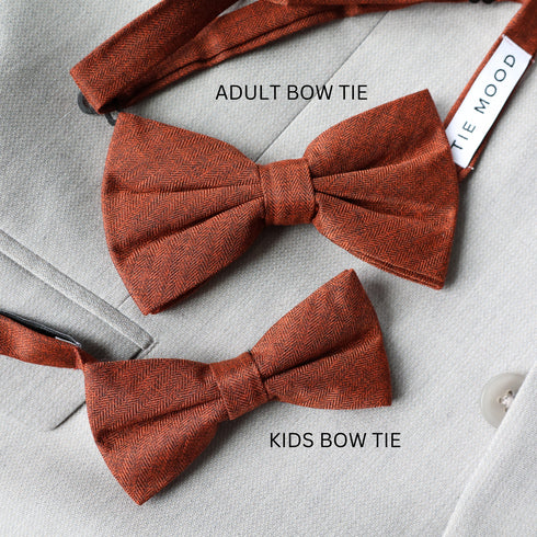 Paprika Wool Blend Solid Kid's Pre-Tied Bow Tie