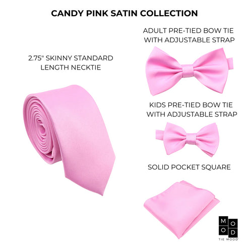 Candy Pink Satin Pocket Square