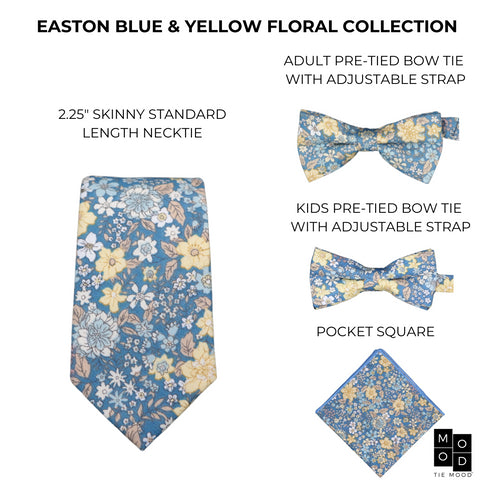 Easton Blue & Yellow Floral Adult Pre-Tied Bow Tie