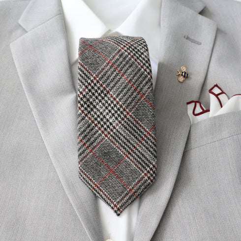 Brown Plaid Wool Modern Slim Tie