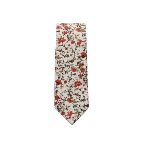 Cinnamon Floral Cotton Tie