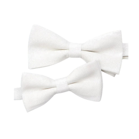 White Solid Cotton Pre-Tied Bow Tie