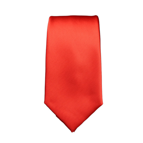 Bright Red Solid Satin Skinny Tie
