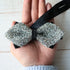 Silver Pointed Tip Rhinestone Crystal Bow Tie