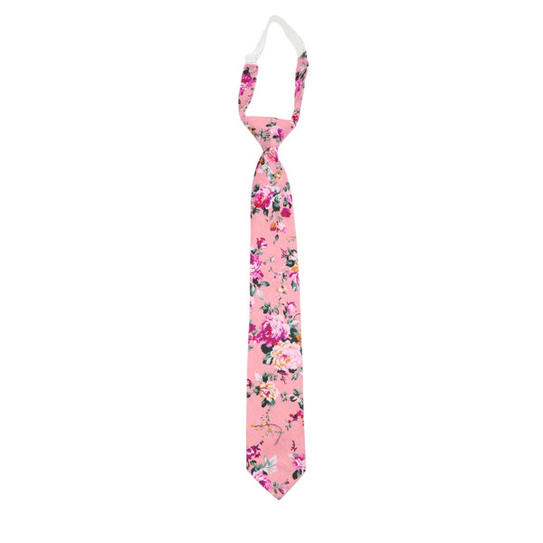Ari Pink Floral Kid's Pre-Tied Skinny Tie