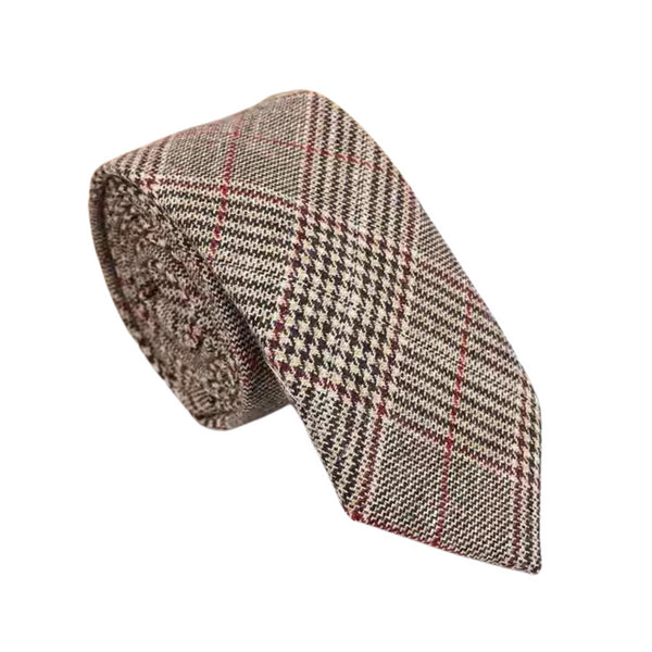 Brent Brown Plaid Wool Skinny Tie