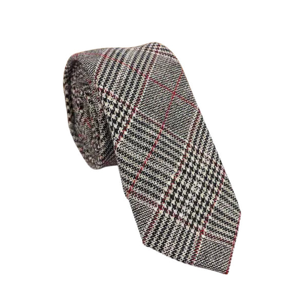 Brown Plaid Wool Modern Slim Tie