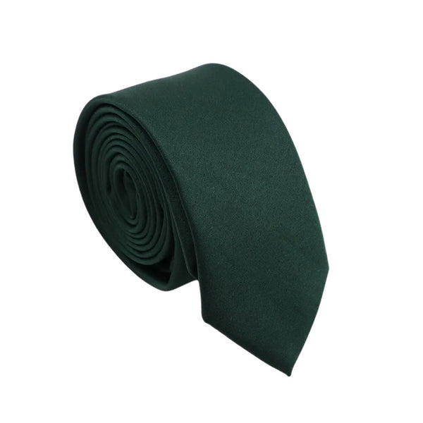 Evergreen Dark Green Solid Satin Skinny Tie