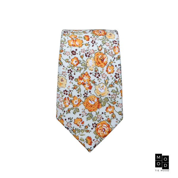 Darwin Marigold Yellow Floral Traditional Wide Tie