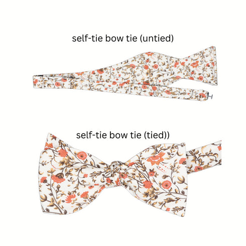 Cinnamon Floral Cotton Self-Tie Bow Tie