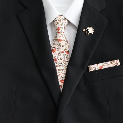 Shay Cinnamon Floral Cotton Skinny Tie