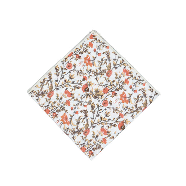 Shay Cinnamon Floral Cotton Pocket Square