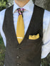 Sunshine Two-Tone Marigold Yellow Solid Front & Floral Tail Tie