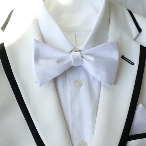 White Grosgrain Satin Self-Tie Bow Tie