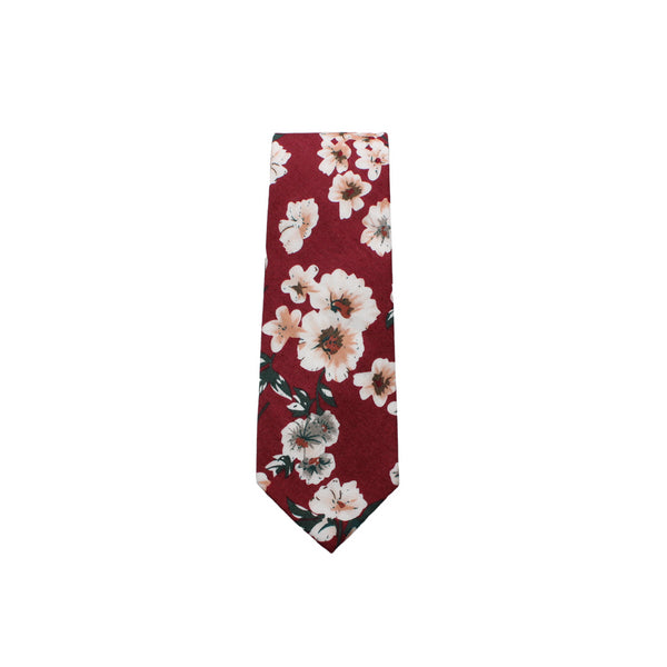 Calista Paprika Floral Skinny Tie & Pocket Square Set