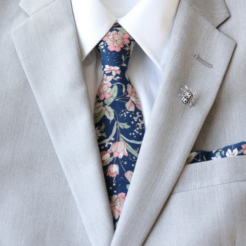 Kyrie Navy Blue Floral Tie