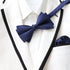 Double-Deck Navy Blue Satin Bow Tie & Pocket Square Set