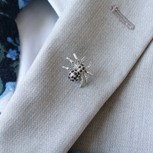 Spider Silver Plated Lapel Pin