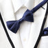 Navy Blue Angle Satin Bow Tie & Pocket Square Set