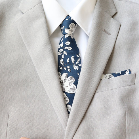 Casey Dark Blue Floral Skinny Tie