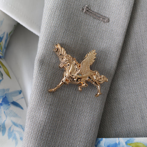 Flying Horse Gold Plated Brooch Pin