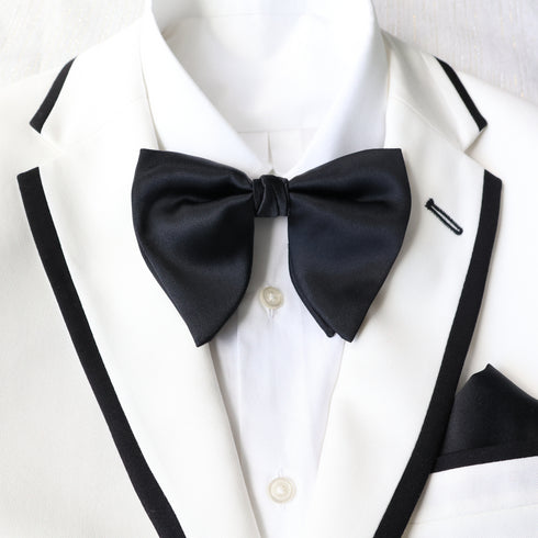 Black Oversized Satin Bow Tie