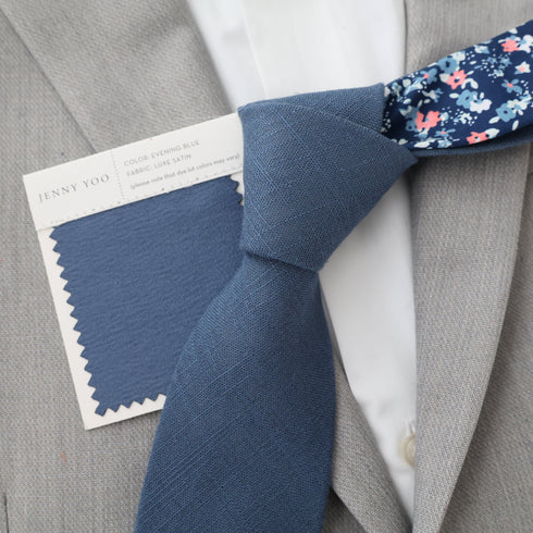 Remington Two-Tone Slate Blue Solid Front & Blue Floral Tail Tie