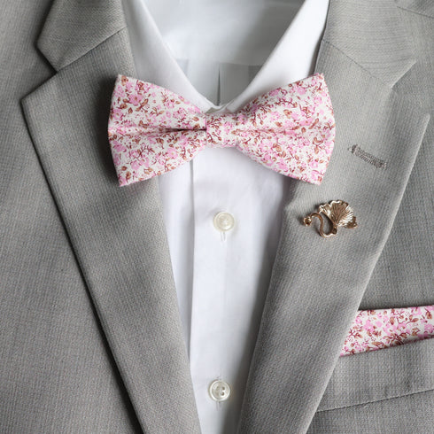 Blaine Pink Floral Adult Pre-Tied Bow Tie