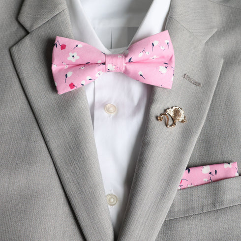 Kelsey Pink Floral Bow Tie