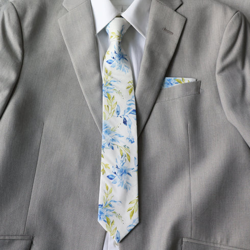 Dylan Blue Floral Tie & Pocket Square Set