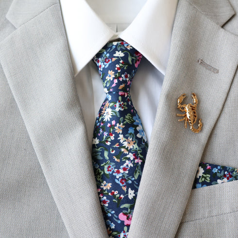 Bristol Blue Floral Skinny Tie