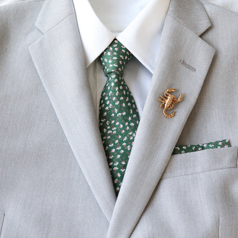 Memphis Green Floral Skinny Tie