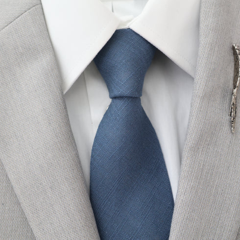 Remington Two-Tone Slate Blue Solid Front & Blue Floral Tail Tie