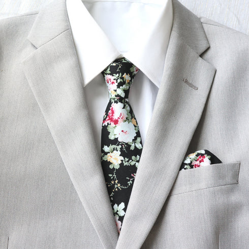 Benton Black Floral Skinny Tie