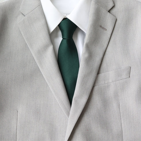 Evergreen Dark Green Solid Satin Traditional Wide Tie