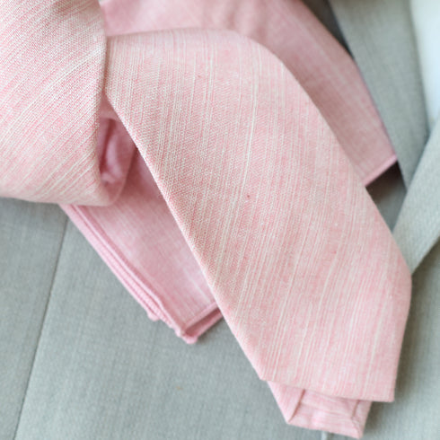 Charlie Blush Pink Linen Skinny Tie