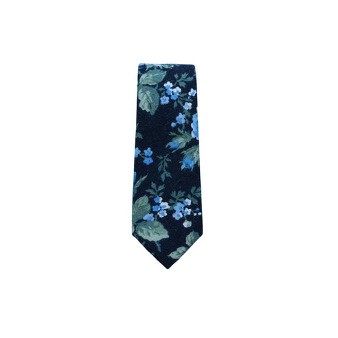 Aria Dark Blue Floral Skinny Tie