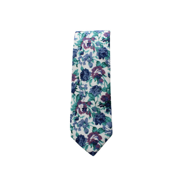 Malibu Blue & Purple Floral Skinny Tie