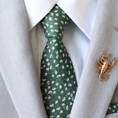 Memphis Green Floral Traditional Wide Tie