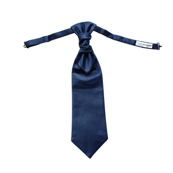 Blue Solid Ruche Cravat