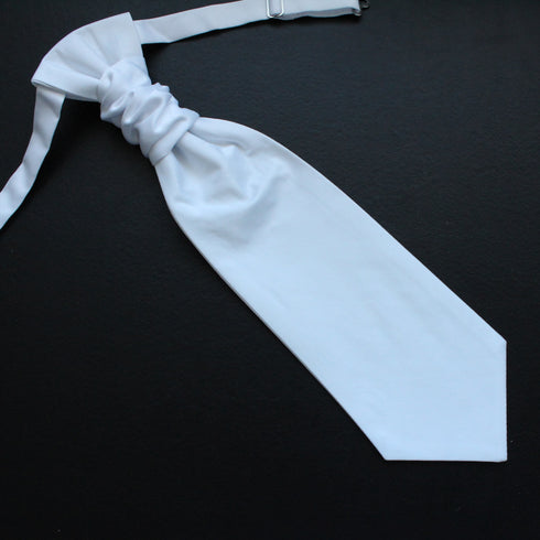 White Solid Ruche Cravat