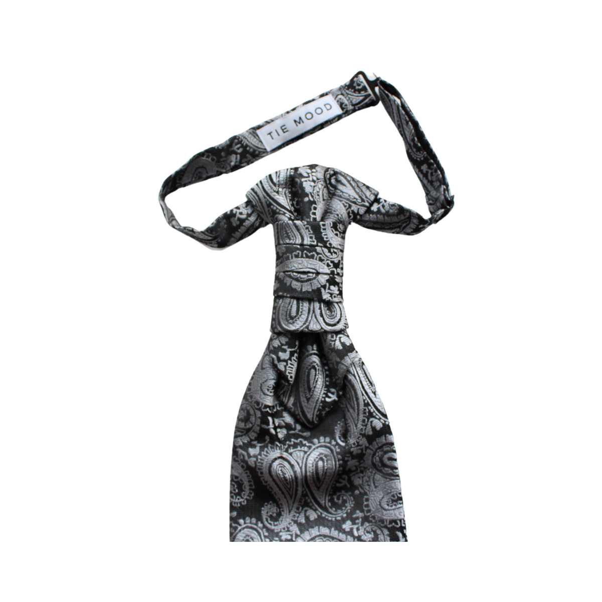 aubrey white satin pre tied ruche cravat necktie