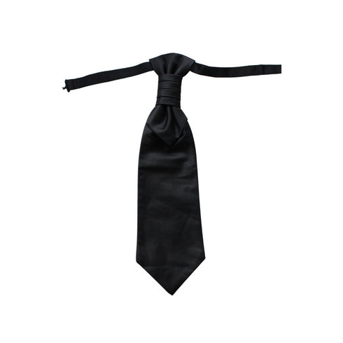 Black Solid Ruche Cravat & Pocket Square Set