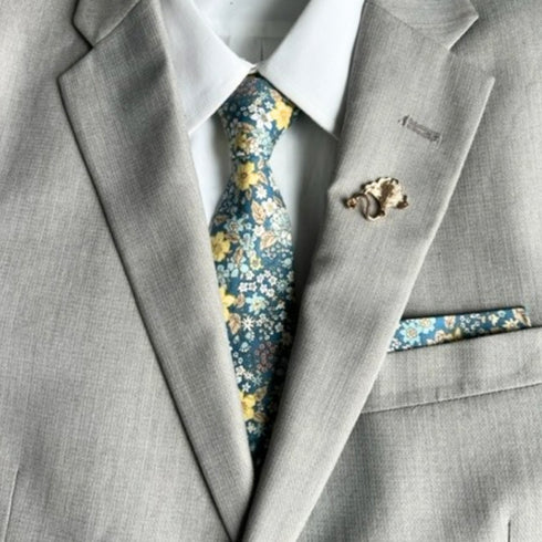 Easton Blue & Yellow Floral Skinny Tie
