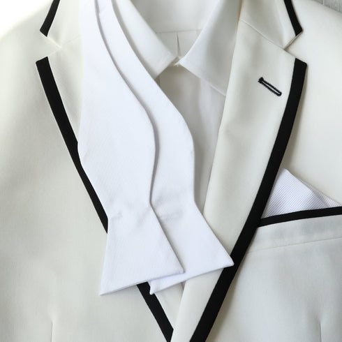 White Grosgrain Satin Self-Tie Bow Tie