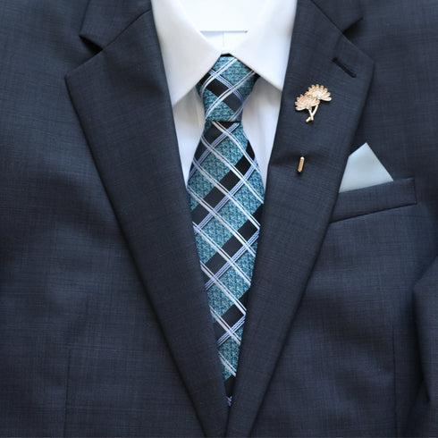 Elise Blue & Turquoise Checkered Tie